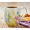 Garden Floral Mug Spring Pastel Flower Print on Cream Beige Background Stoneware Mug for Coffee Tea and Hot Coco, 18 oz.